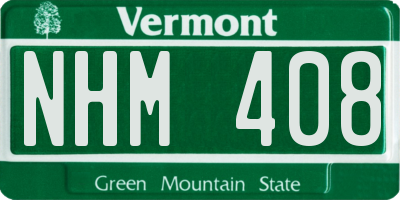 VT license plate NHM408