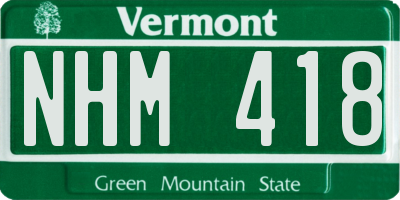 VT license plate NHM418