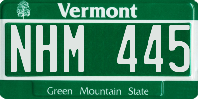 VT license plate NHM445