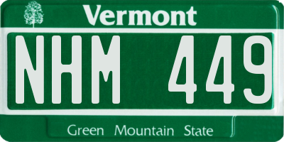 VT license plate NHM449