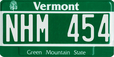 VT license plate NHM454