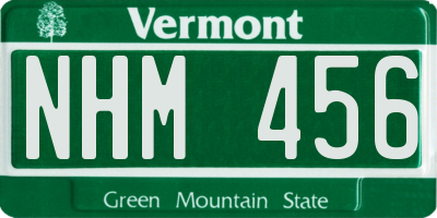 VT license plate NHM456