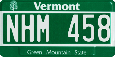 VT license plate NHM458
