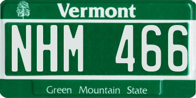 VT license plate NHM466
