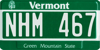 VT license plate NHM467