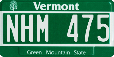 VT license plate NHM475