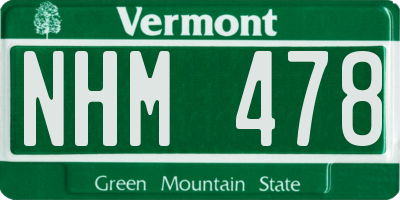 VT license plate NHM478