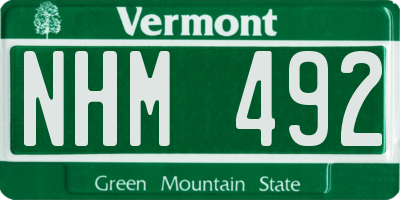 VT license plate NHM492