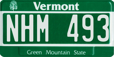 VT license plate NHM493
