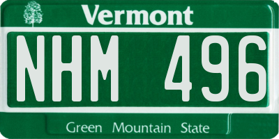 VT license plate NHM496