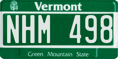 VT license plate NHM498