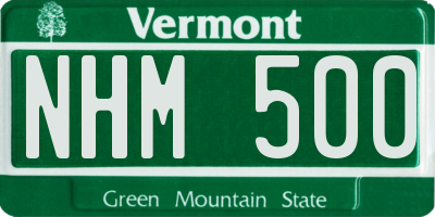 VT license plate NHM500