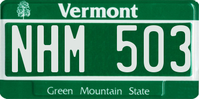 VT license plate NHM503