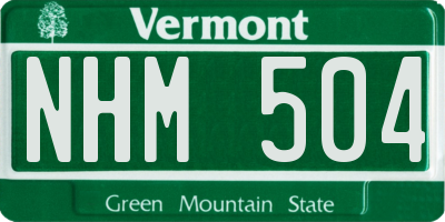 VT license plate NHM504