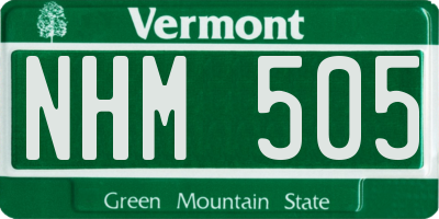 VT license plate NHM505