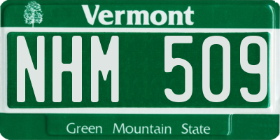 VT license plate NHM509
