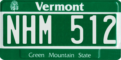 VT license plate NHM512