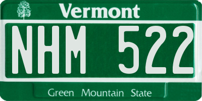 VT license plate NHM522