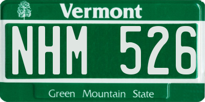 VT license plate NHM526