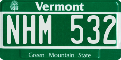VT license plate NHM532