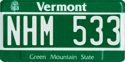 VT license plate NHM533