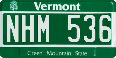 VT license plate NHM536