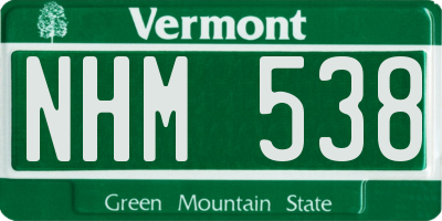 VT license plate NHM538