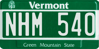 VT license plate NHM540