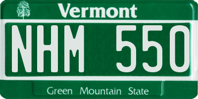 VT license plate NHM550