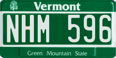 VT license plate NHM596