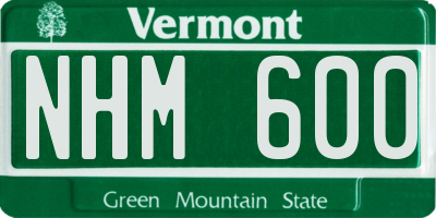 VT license plate NHM600
