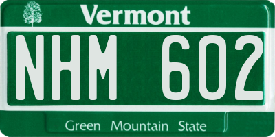 VT license plate NHM602