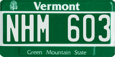 VT license plate NHM603