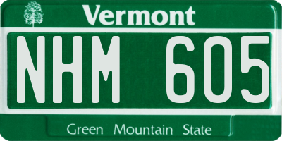 VT license plate NHM605