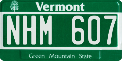 VT license plate NHM607