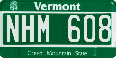 VT license plate NHM608