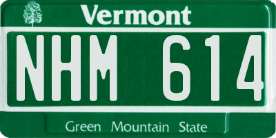 VT license plate NHM614