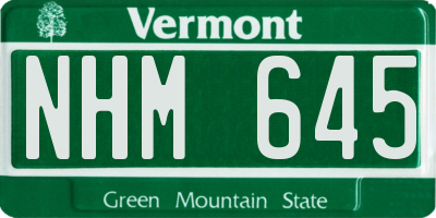 VT license plate NHM645