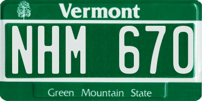 VT license plate NHM670