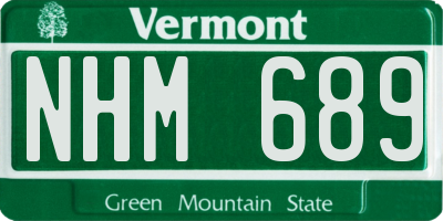 VT license plate NHM689