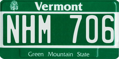 VT license plate NHM706
