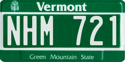 VT license plate NHM721