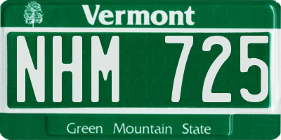 VT license plate NHM725