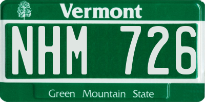 VT license plate NHM726