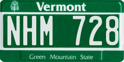 VT license plate NHM728