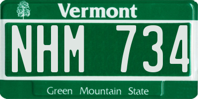 VT license plate NHM734