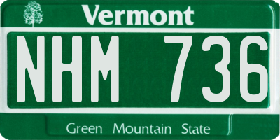 VT license plate NHM736