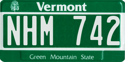 VT license plate NHM742