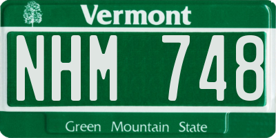 VT license plate NHM748