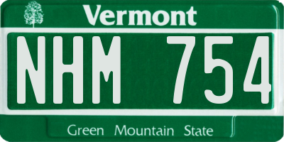 VT license plate NHM754